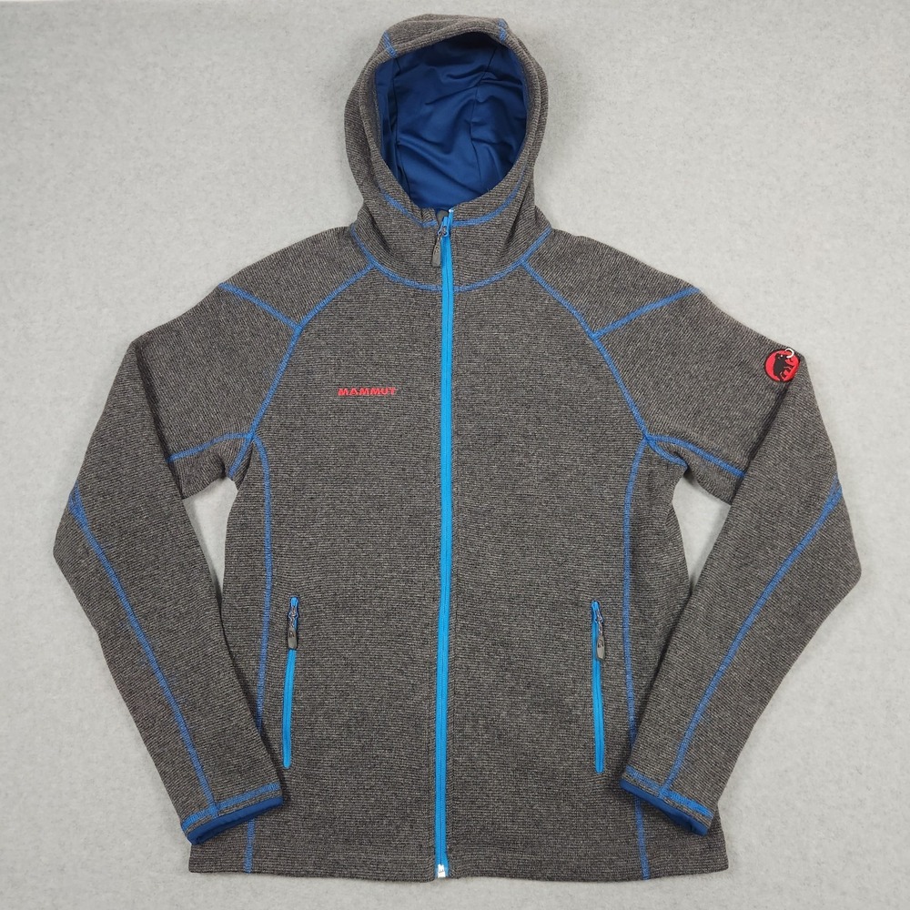Mammut Jacket Mens Large Gray Blue Swiss Design Wool Blend Hoodie Hiking Active